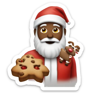 Santa Claus with Rudolf and Cookies sticker