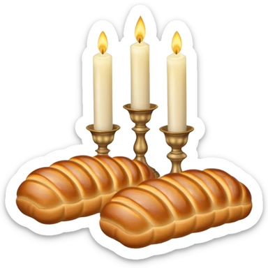 Shabbat two pale beige candles and hala bread  sticker