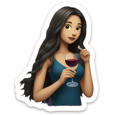 Long-haired Brunette Girl underneath the moonlight with wineglass in hand sticker