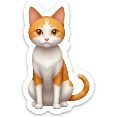 full body of tiny + skinny ginger and white cat with deep orange eyes and triangular shaped face sticker