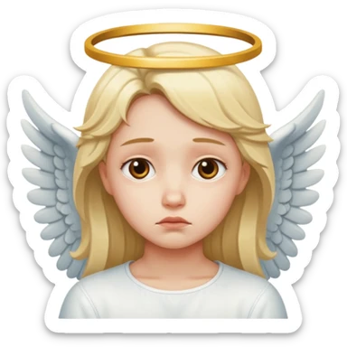 Make an angel 😇 emoji that is a bit sad like bored sticker