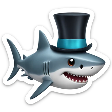Shark with a top hat sticker