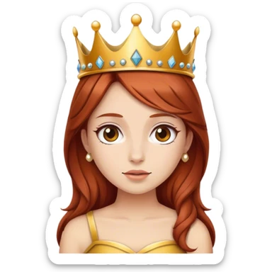 Girl with auburn hair wearing crown  sticker