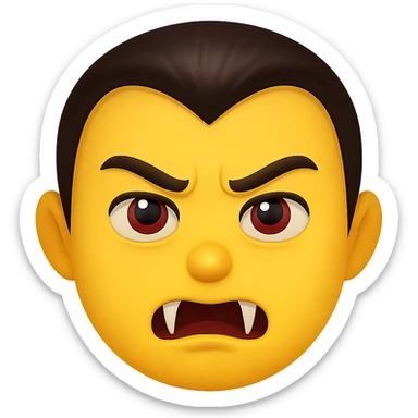 face with vampire fangs emoji, digital illustration, no background sticker