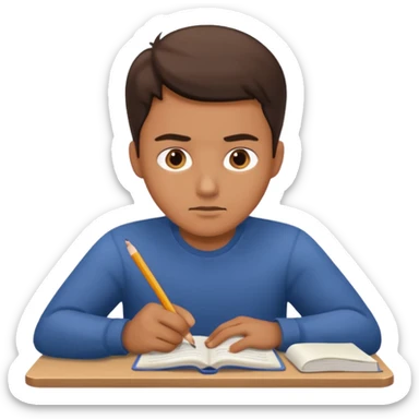 a man studying hard sticker