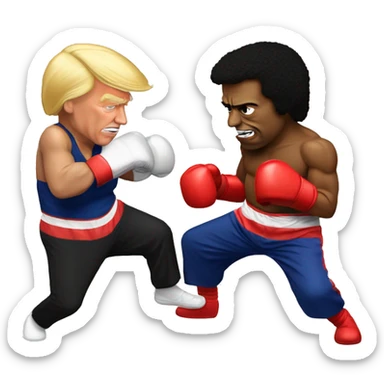 kamala harris and donald trump fighting in a boxing match sticker