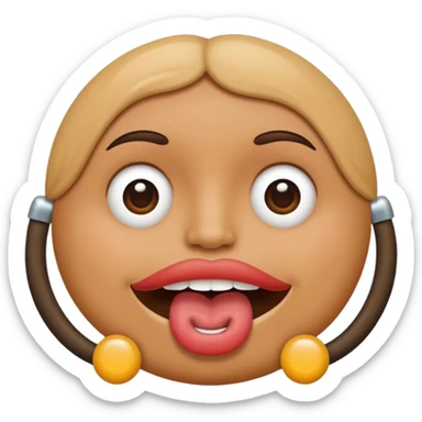 Pole in mouth with circles at the two ends sticker