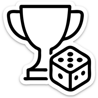minimalist betting logo with a trophy and dice, clean lines sticker