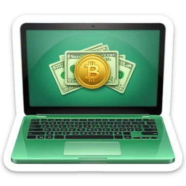green laptop with black friday deals with coins and money tab open on it sticker