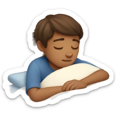 Brown hair boy sleeping in bed sticker