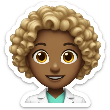 Curly girl dentist with freckles  sticker