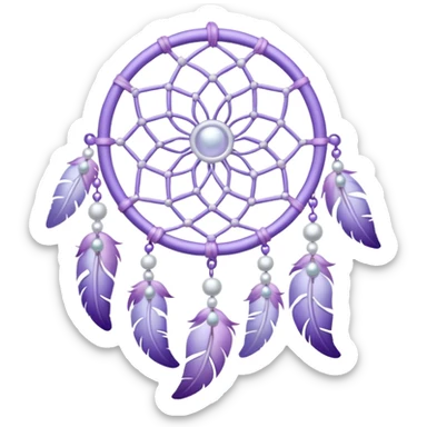 Pastel Violet white silvery lavender dreamcatcher, white bead pearls  sticker