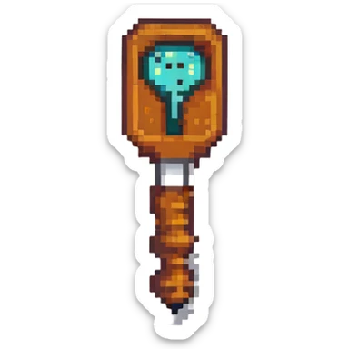 pixel art lockpick, Minecraft style, wooden handle sticker
