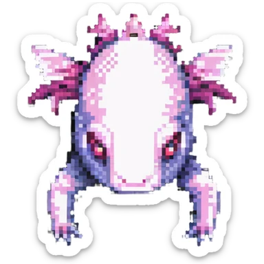 Minecraft axolotl with authentic blocky style and proportions, pixel art sticker