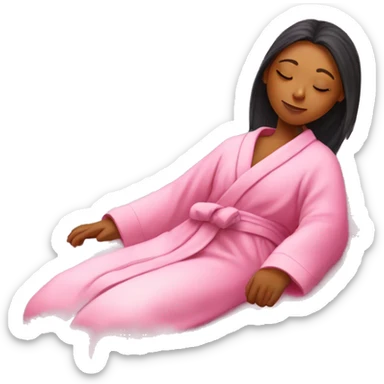 Girl with pink robe sleeping on a massage bed sticker