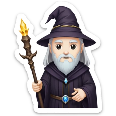 evil wizard with staff and dark robes sticker
