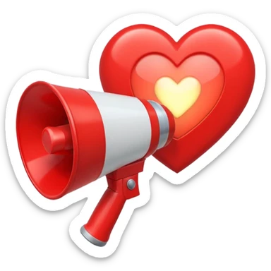 megaphone with a glowing heart coming out sticker