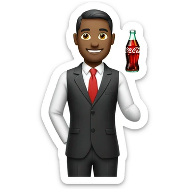 man in a suit with a coca cola in his hand sticker