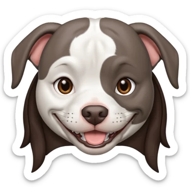 Completely Grey pitbull with one Long and Full darkBrown haired pretty Girl  sticker