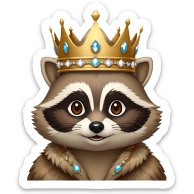 queen racoon with jewelled crown  sticker