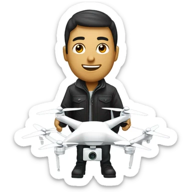 guy flying dron into omputer sticker