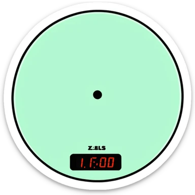 A scale that you stand on to measure your weight and the reading on the display shows the weight of 6 lbs. 10 oz. sticker