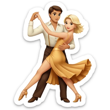 Brunette man and blonde woman dance tango sticker