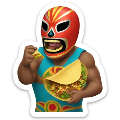 Luchador eating taco sticker