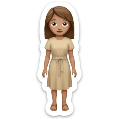 fullbody, head-to-toe, Lazarus's sister, Jesus's friend, with brown hair and beige dress, normal emoji style sticker