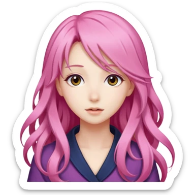 beautiful gorgeous anime lady with sticker