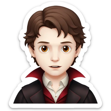vampire boy with wavy medium brown hair sticker
