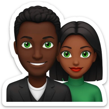 two evil persons (male and female) with devilish smile and black face and green eyes sticker