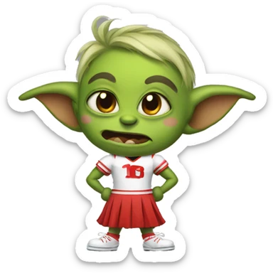 goblin wearing a cheerleader uniform sticker