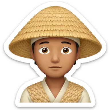 Asian guy with a rice hat, eyes more closed sticker