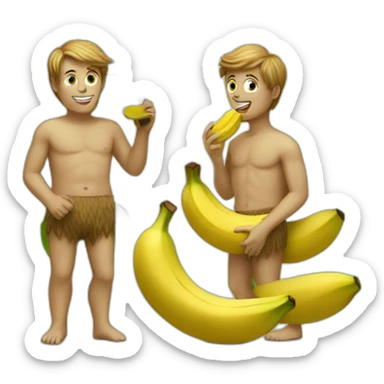 adam and eve eating banana sticker