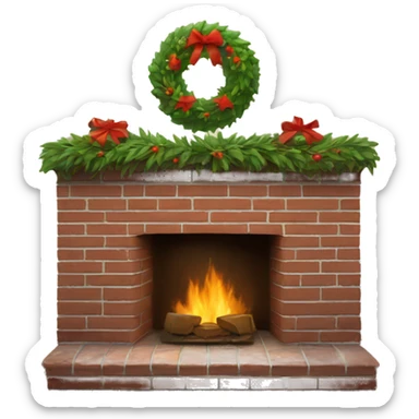 Brick Fireplace with wreath  sticker