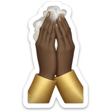 Hands in prayer with smoke around and the tips of the fingers  sticker