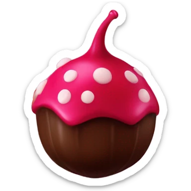 Fuchsia coated chocolate with red dots sticker