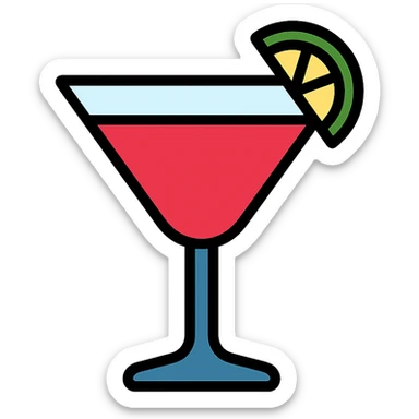 cosmopolitan cocktail in a martini glass, vibrant color sticker
