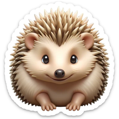Cinematic Adorably Cute Hedgehog Portrait Emoji, Poised with a round, spiky yet cuddly body and bright, curious eyes peeking from beneath a soft array of quills, Simplified yet irresistibly adorable features, highly detailed, glowing with a warm, gentle forest glow, high shine, lively and endearing, stylized with an air of woodland cuteness, soft glowing outline, capturing the essence of a playful hedgehog that appears ready to scurry out of the screen with delightful charm! sticker