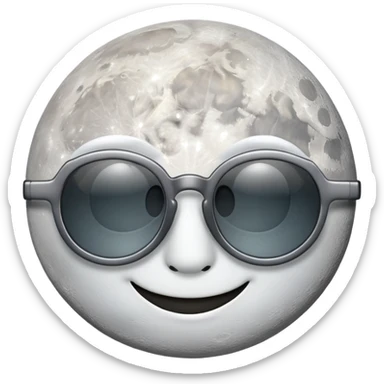 The moon is smiling with smokey glasses. sticker