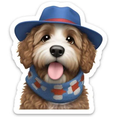 Bernedoodle with knoxville smokies hat and scarf sticker