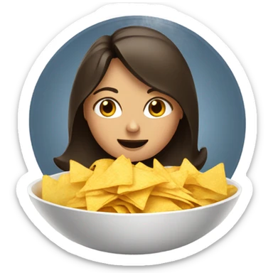 Brunette girl in bowl of nachos sticker