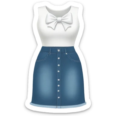 Denim skirt with white bow sticker