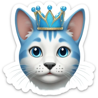 Blue cat wearing a crown  sticker