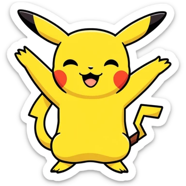 Ellerini iki yana açıp dua eden müslüman picachu sticker