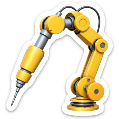 Industrial Arm – Yellow robotic arm, gripping tool sticker
