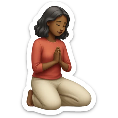 Girl on her knees prays sticker