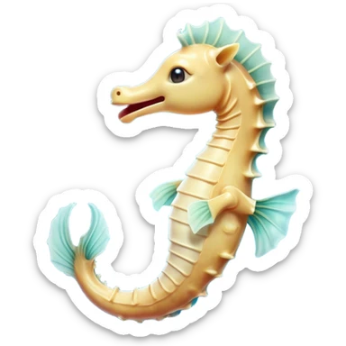 Cinematic Realistic Cute Yawning Sea Horse Portrait Emoji, Head tilted slightly with a dramatic, wide-open yawn, showcasing a soft, flowing body with gently drooping fins and half-closed, drowsy eyes rendered in delicate detail, high shine, relaxed yet expressive, styled with a dash of underwater charm, soft glowing outline, capturing the essence of a sleepy yet affectionate sea horse that appears ready to rest in tranquil water. sticker