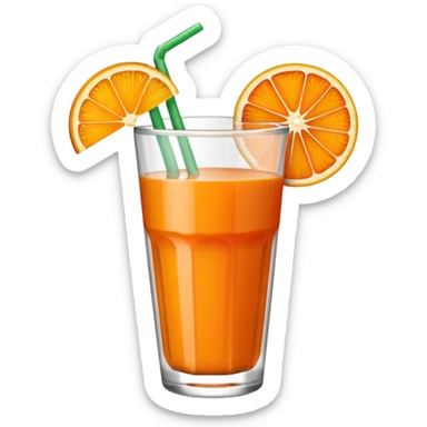 Ícone minimalista de copo com suco. Um canudinho e uma rodela de laranja. sticker